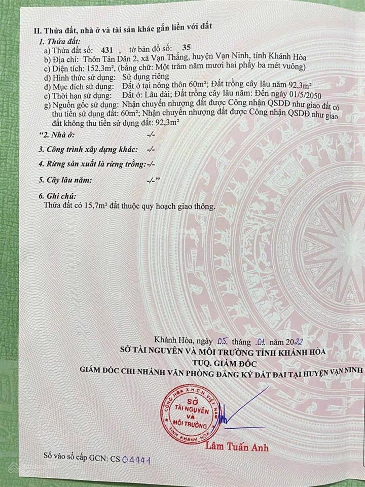 Chỉ 2 tỷ 750 sở hữu lô đất thôn tân dân 2, xã vạn thắng, huyện vạn ninh, khánh hòa