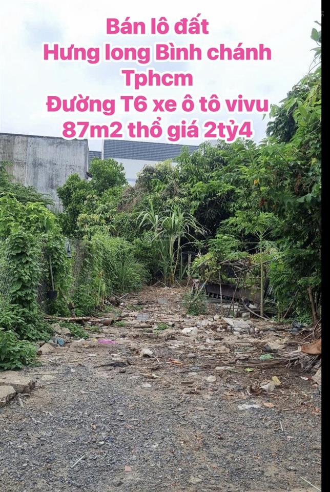 2 tỷ 4 87m² full thổ cư bán nền kdc hiện hữu t6 hưng long, bình chánh, tp. hồ chí minh