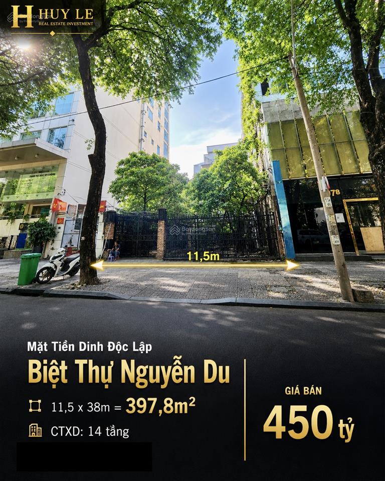 Mặt tiền đối diện dinh độc lập [11,5m x 35m] phường bến thành, quận 1