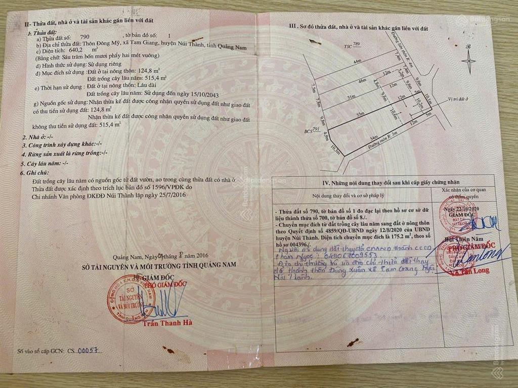 Cần bán lô đất 2 mt rộng 10m tam giang, núi thành