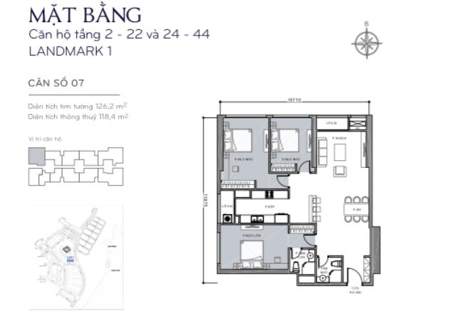 Căn góc tầng cao 2pn2wc landmark 2 full nt giá 11,5 tỷ