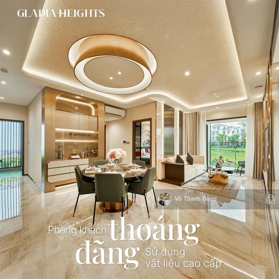 Bán 2 phòng ngủ 72m2 gladia heights nội khu xanh mát, mua trực tiếp cđt, giá chỉ 6.64 tỷ