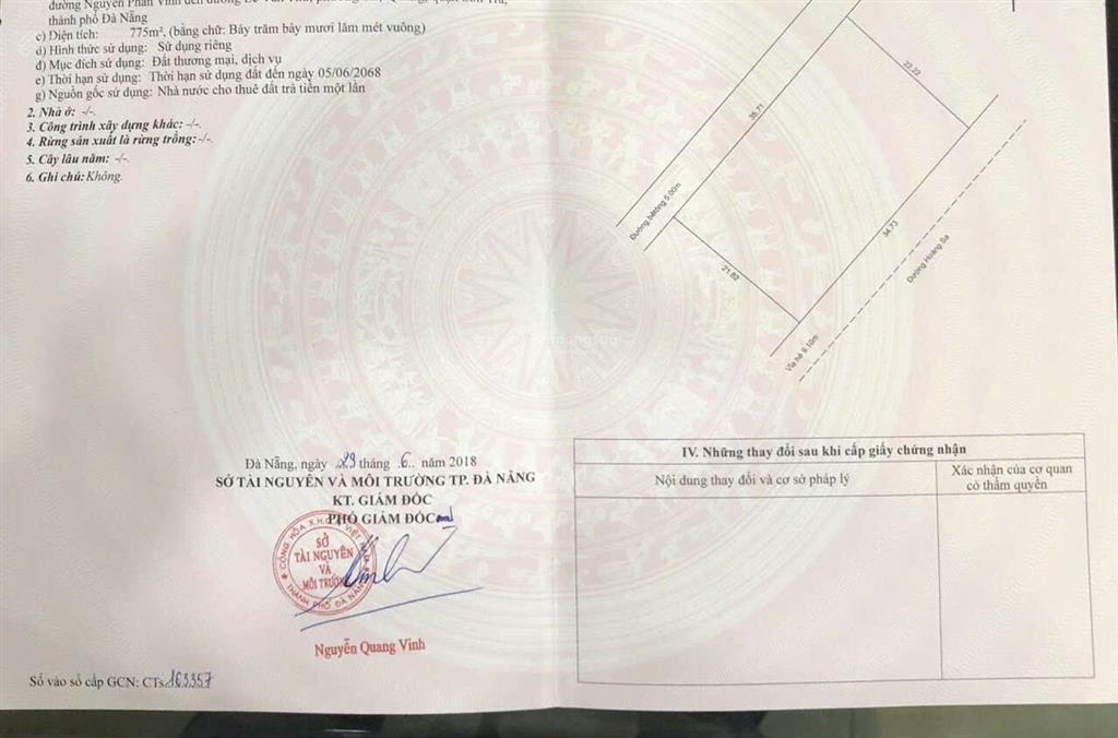 Bán đất mặt tiền đường hoàng sa gần công viên cá voi, sơn trà, đà nẵng