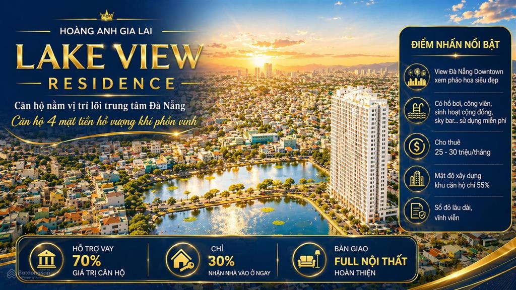 Víp 5,8 tỷ view đà nẵng downtown hoàng anh lakeview residence 3pn 110m² nhận nhà vào ở ngay
