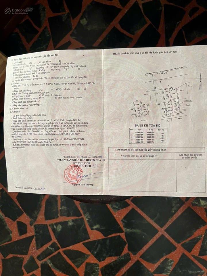 Bán nhà mặt tiền mới xây đường nguyễn bình phú xuân nhà bè ngang 4m dài 15m có 1 lầu 3 phòng 2 wc