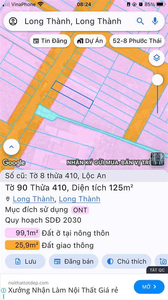 Chính chủ cần bán lô đất mặt tiền kinh doanh, trục chính vào hồ sinh thái lộc an