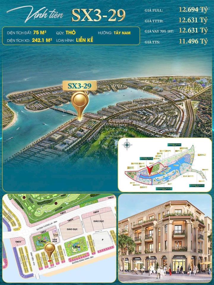 Nhà phố 75m vịnh tiên | chiết khấu lên đến 39% | vị trí gần bãi tắm