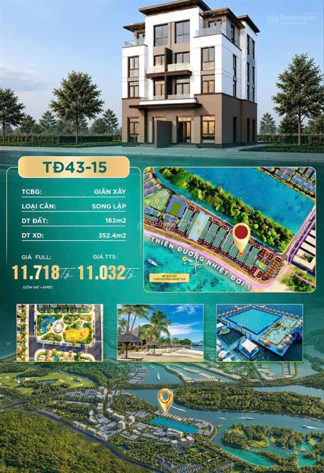 Chỉ với 7,732 tỷ sở hữu ngay song lập 162m2 quy ra chỉ 47 triệu/m2