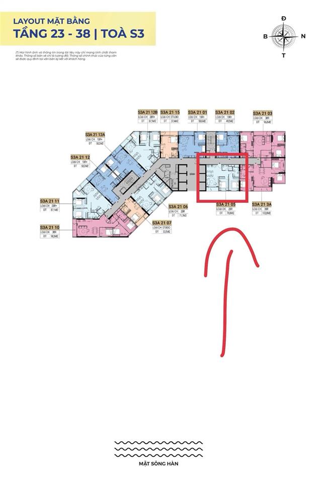 Chính chủ cần bán gấp căn 2pn view sông hàn, view pháo hoa diện tích 70,8m2 0865 685 ***