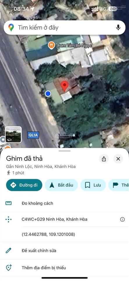 Cần bán gấp đất mặt tiền đường quốc lộ, ngay trung tâm ninh hoà