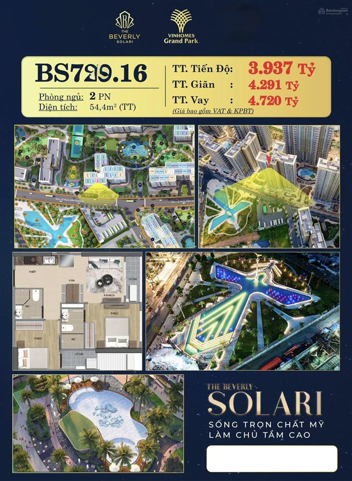 Bán căn 2pn toà bs7 the beverly solari vinhomes grand park, giá 3,9ty ký trực tiếp cđt