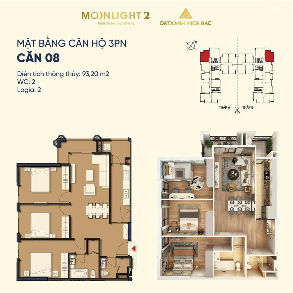 Bơi trong căn hộ 93m2 view xanh ngắt bầu trời tây hà nội, chỉ có tại moonlight 2