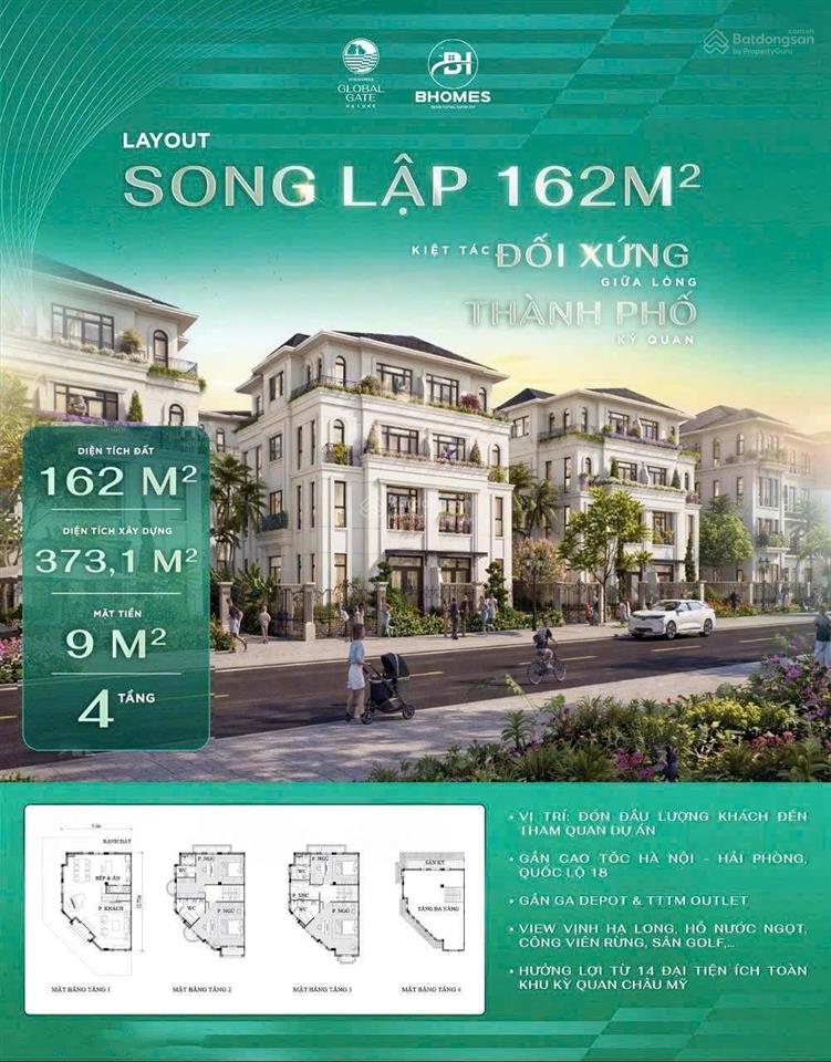 Chỉ 13,1 tỷ anh chị đã sở hữu căn song lập 162m2 mặt tiền 9m, tại vinhomes global gate hạ long