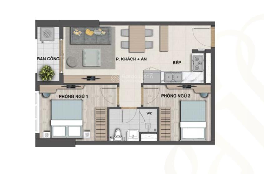 Giá tốt bán căn 2pn.1wc 5.1 tỷ victoria village novaland tầng cao view thoáng