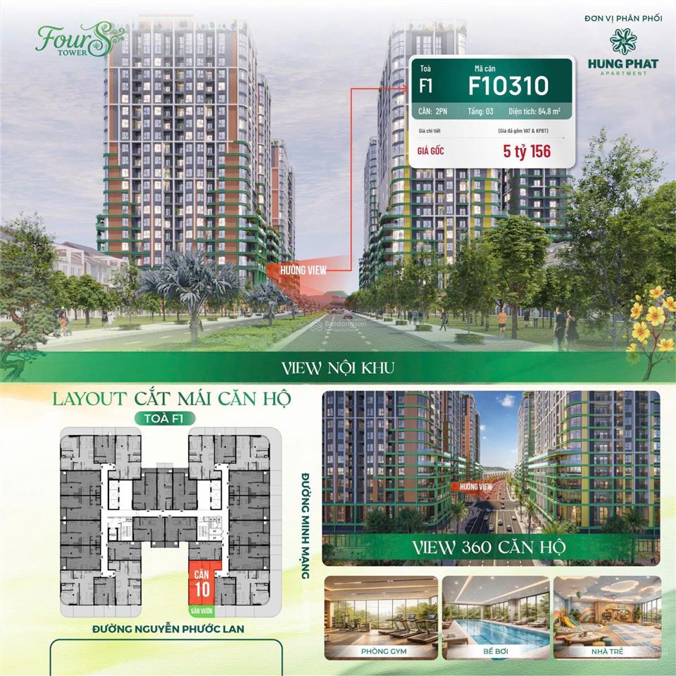 Nổi bật căn 2pn sân vườn fours tower rộng đến 119.4m2. giá 3,9 tỉ thanh toán sớm nhận ck cao nhất