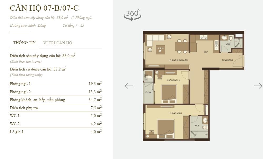 Bán căn hộ mandarin garden 2 86 m2 3pn. giá 8,3 tỷ.