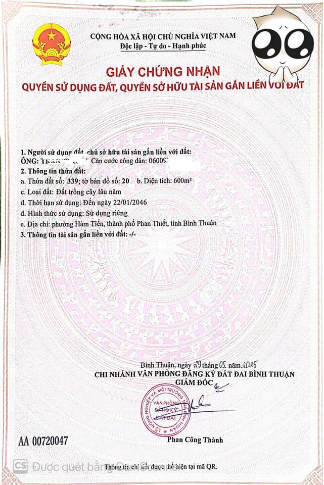 Chính chủ bán gấp 600m2 mặt tiền du lịch nguyễn đình chiểu, hàm tiến mũi né chỉ 23tr/m2