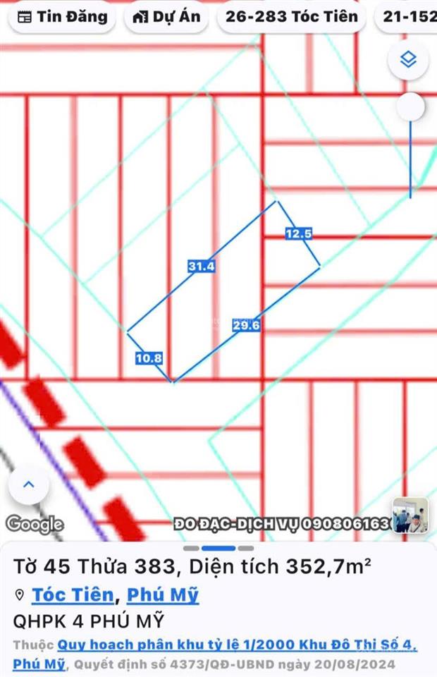 Bán lô đất (251m) tại xã tóc tiên, phú mỹ, brvt