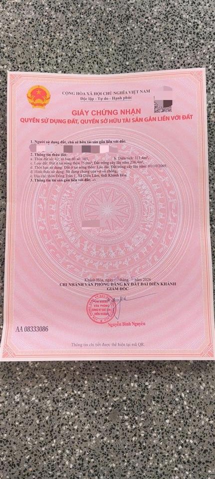 Chính chủ bán đất diên lâm khánh hòa chỉ 780 triệu