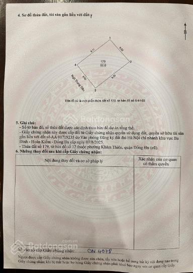 Bán đất trung tâm đống đa ngõ khâm thiên 60m² mt 6.5m hiếm có