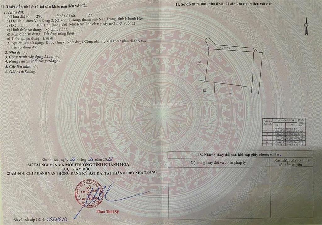 Bán đất vĩnh lương, nha trang, khánh hòa, 2 tỷ, 109,1 m2