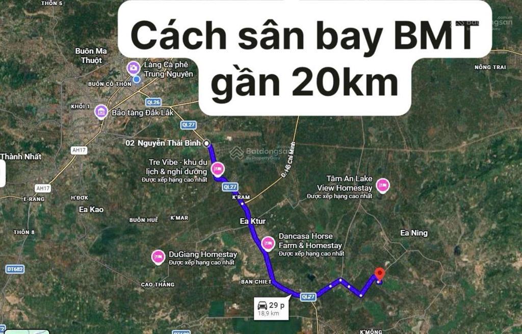 Đất thổ cư tại cư kiun cách sân bay buôn ma thuột gần 20km
