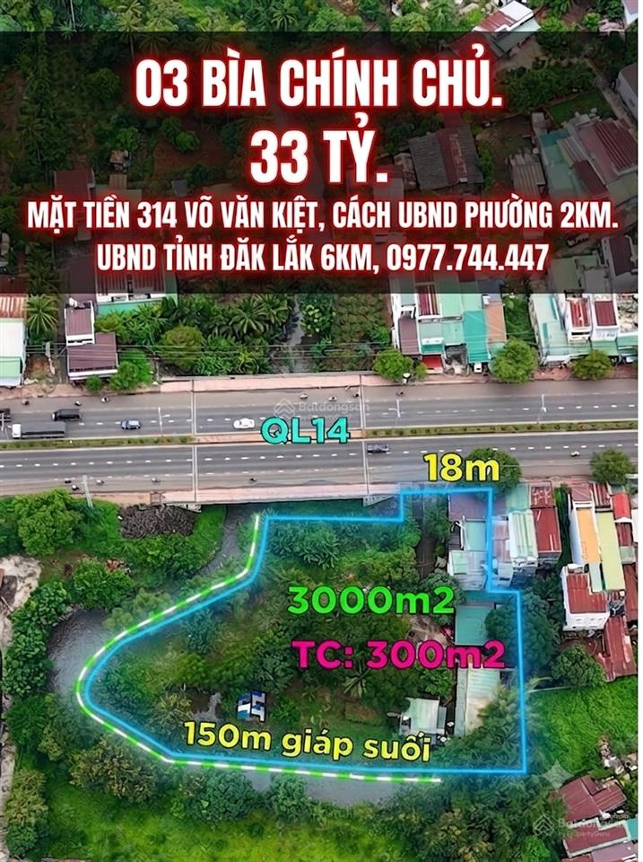 Mặt tiền, dt trên 3000m2 đường võ văn kiệt, tp buôn ma thuột cũ