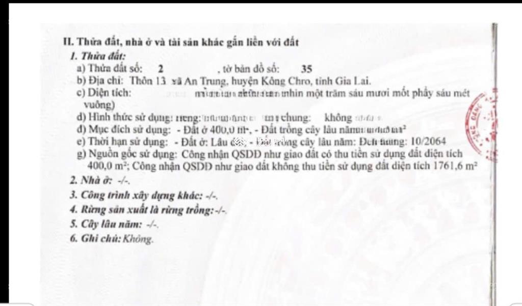 Bán đất mặt tiền đường, xã an trung, huyện kông chro, gia lai nay là xã chưkrey, gia lai mới