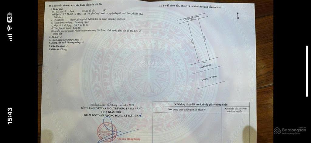 Chào bán mặt tiền đường an nông cách biển khoảng 50m, giá chỉ 15 tỷ 0911 190 ***