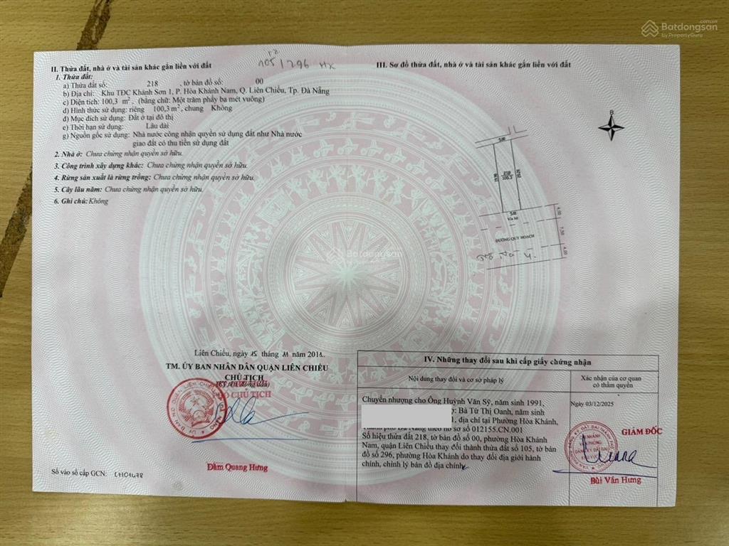 Bán nhanh lô đất mặt tiền đường 7,5m trà na 4 đà nẵng