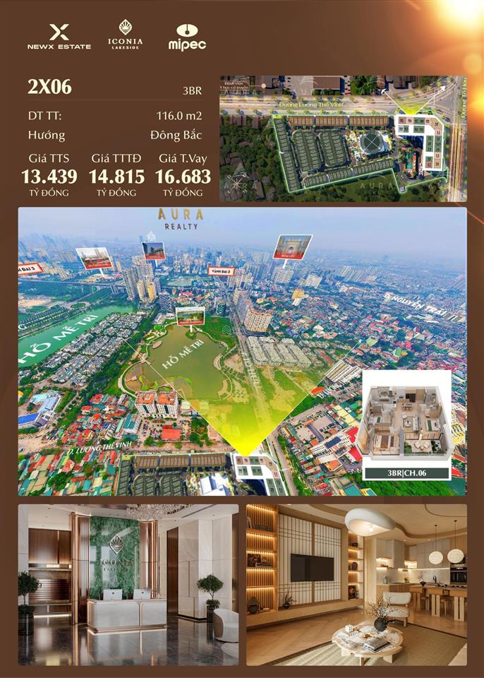 Căn hộ 3 phòng ngủ view hồ tại iconia lakeside