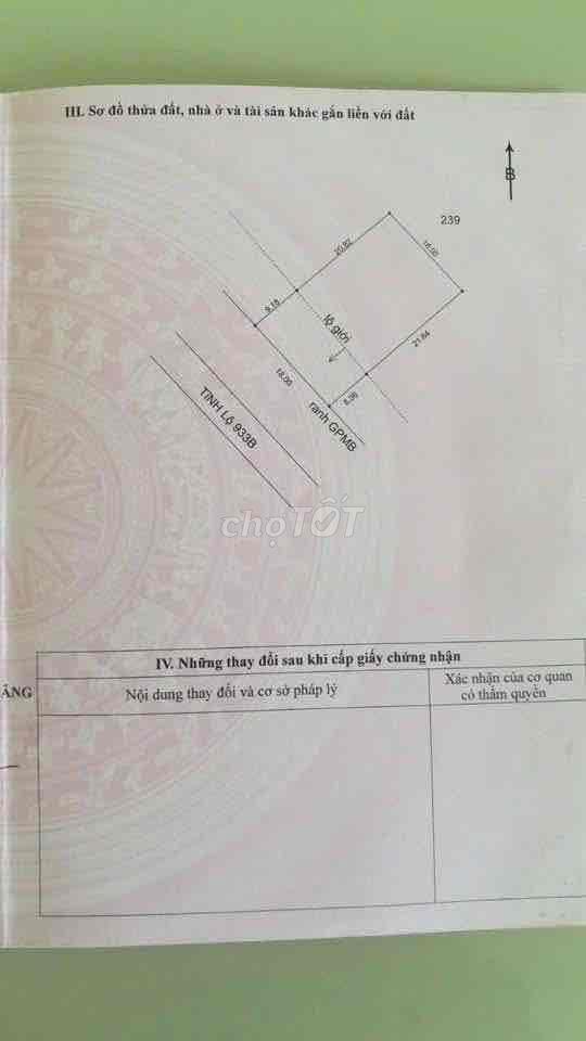 Bán nền mặt tiền đường tỉnh lộ 933B thuộc huyện Cù Lao Dung