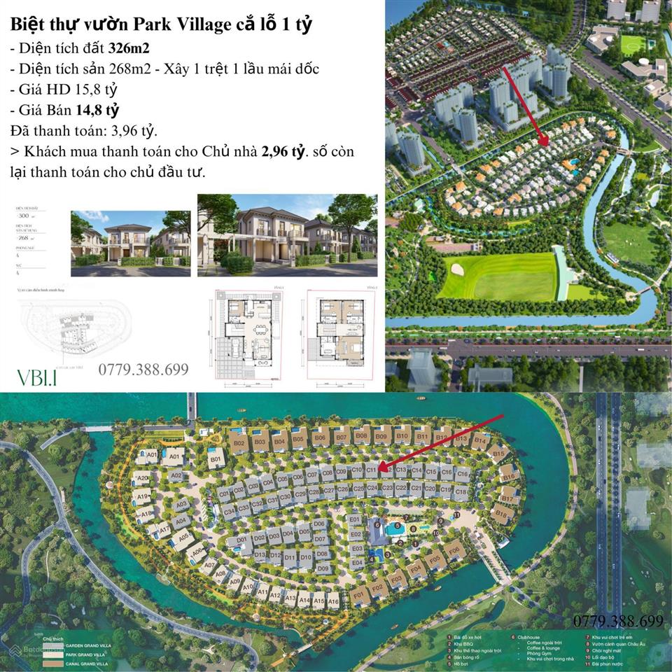 Cắt lỗ 1 tỷ biệt thự park village waterpoint, chỉ cần thanh toán 3 tỷ