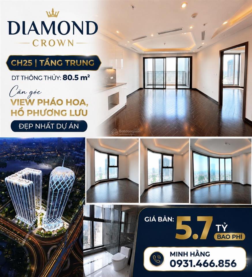 Chủ gửi bán căn góc 25 diamond crown đẹp dự án