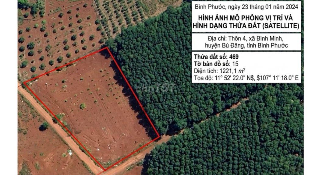 BÁN NHANH đất 1.221m² Bù Đăng Bình Phước – 400m² thổ cư chỉ 1,5 tỷ