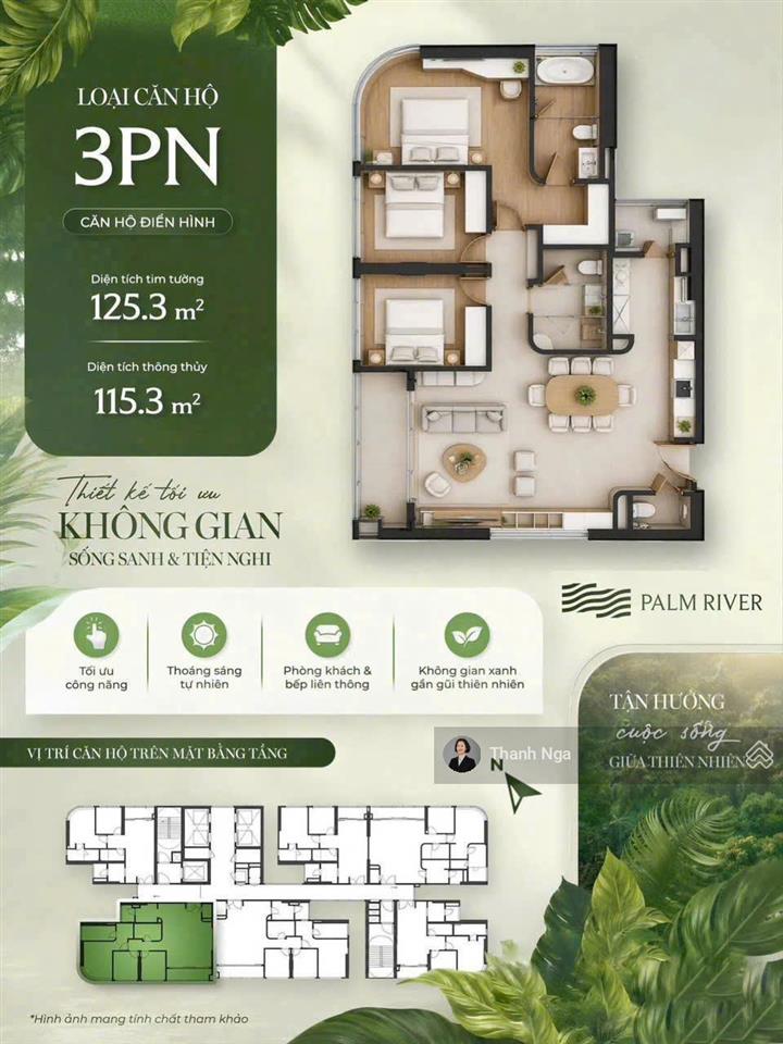 Căn 3pn palm river cao cấp chuẩn sống nghỉ dưỡng ngay trung tâm sg. ưu đãi đến 16,5%