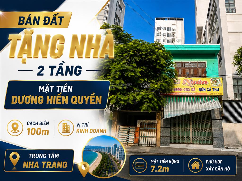 Chủ bán đất tặng nhà 2 tầng mặt tiền dương hiến quyền vĩnh hoà bắc nha trang