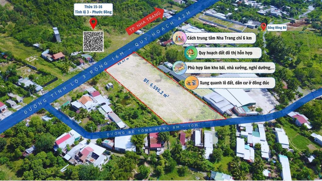 Tỉnh lộ 3, gần kcn suối dầu, cách nha trang 6km quỹ đất 2 mặt tiền 6.595,2m² 29 tỷ