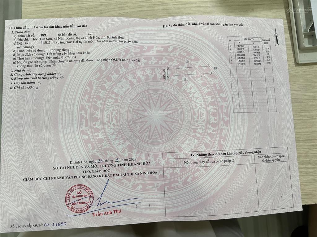 Cần bán gấp lô đất nông nghiệp chn tại kcn ninh xuân gần hồ suối trầu ninh hoà khánh hoà