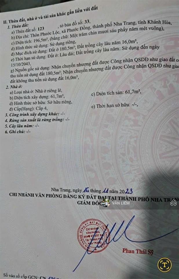 Chủ hạ giá bán nhanh chỉ 3.4 tỷ. phước lộc, phước đồng, nha trang