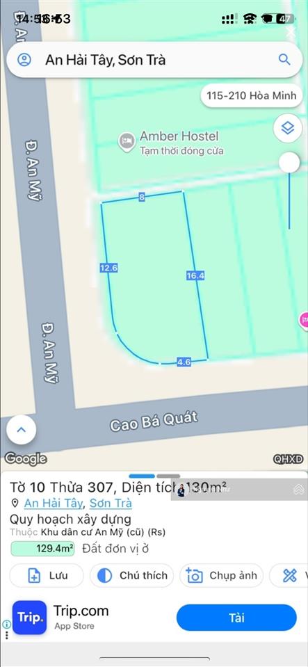 Hạ 2 tỷ! góc 2 mt cao bá quát ngay sát sông hàn, gần cầu rồng, tháp chung cư legend, dt 130 m2