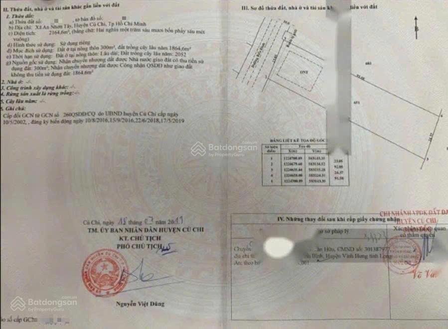 Bán đất mt đường bến đình an nhơn tây có 300m thổ cư 23mx92m dt 2165m2