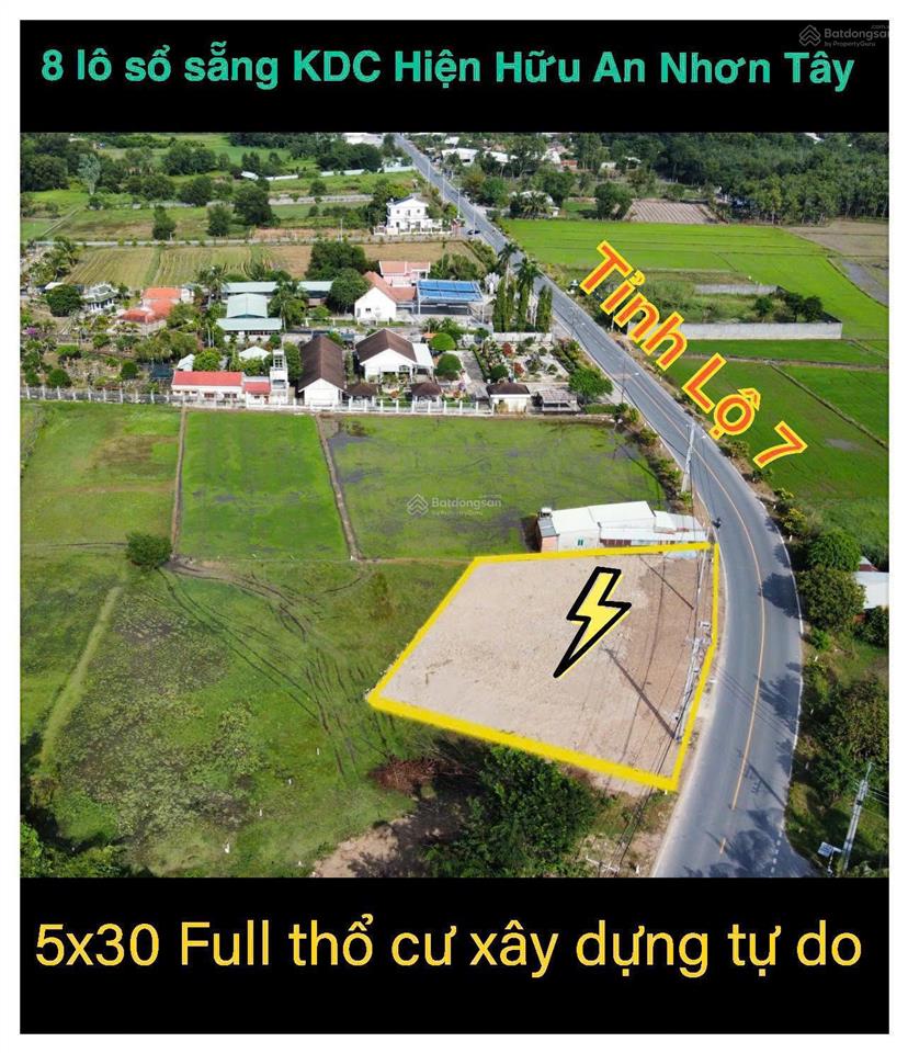 Bán lô đất mt tỉnh lộ 7, xã an nhơn tây, củ chi. đất cao ráo bằng phẳng, dt 150m2 full thổ