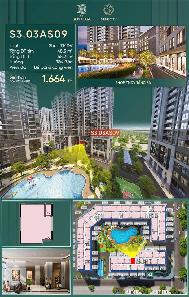 Em bán căn shop sentosa vinhomes thanh hoá, 1.5x tỷ, 45.2m². 0921 246 ***