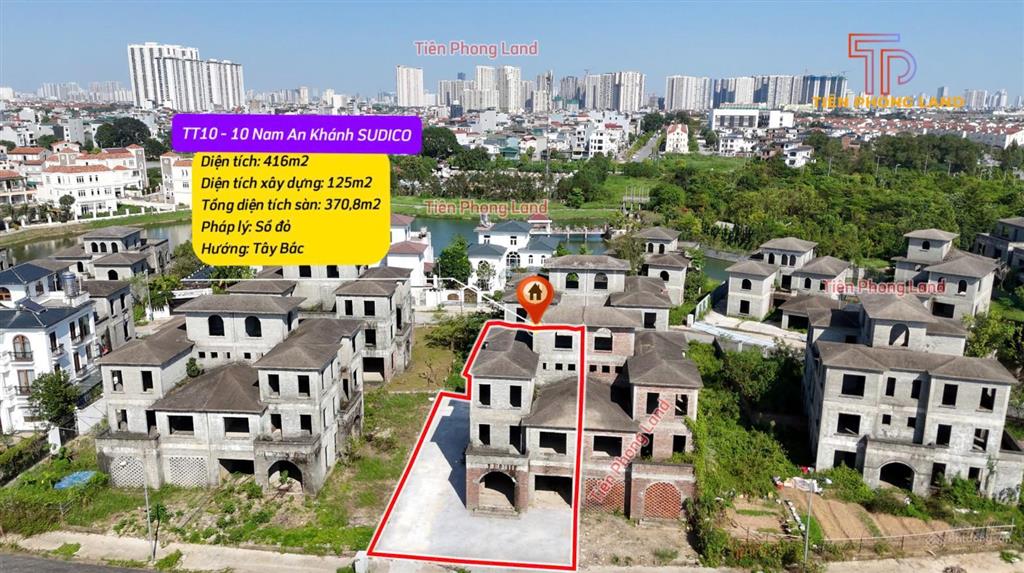 Bán biệt thự song lập vista nam an khánh, 416m2, sổ đỏ, nhà thô, mặt tiền 15m, giá 90 triệu/m2