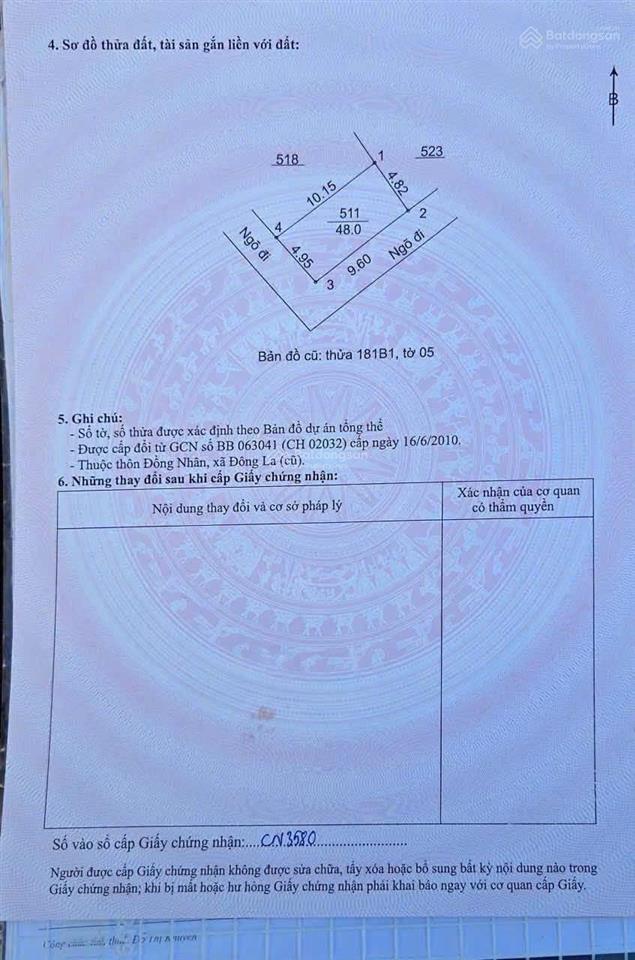 Bán lô góc 48m2 xóm 2 đồng nhân trong đê giá 4.5 tỷ có thương lượng. 0983 477 ***