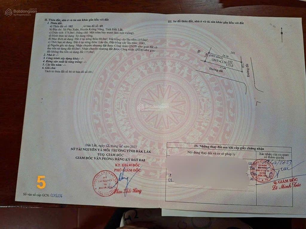 Bán đất phú xuân krông năng, đắk lắk diện tích 175m có 60m đất ở đường đất, vị trí