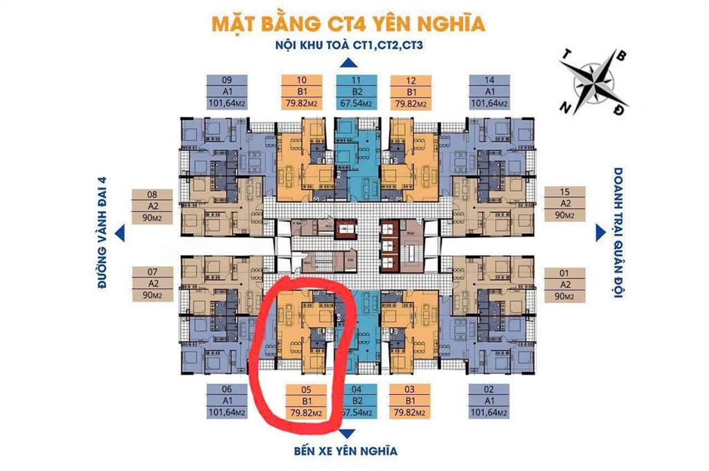Bán căn hộ chung cư ct4 yên nghĩa sau bến xe yn 80m giá 4,4 tỷ