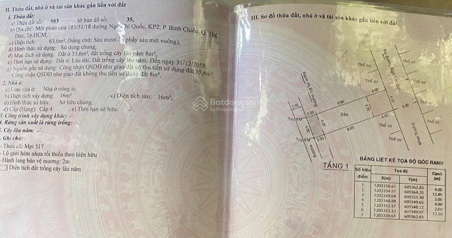 Đất 64m 3,450 tỷ bình chiểu, thủ đức chợ đầu mối