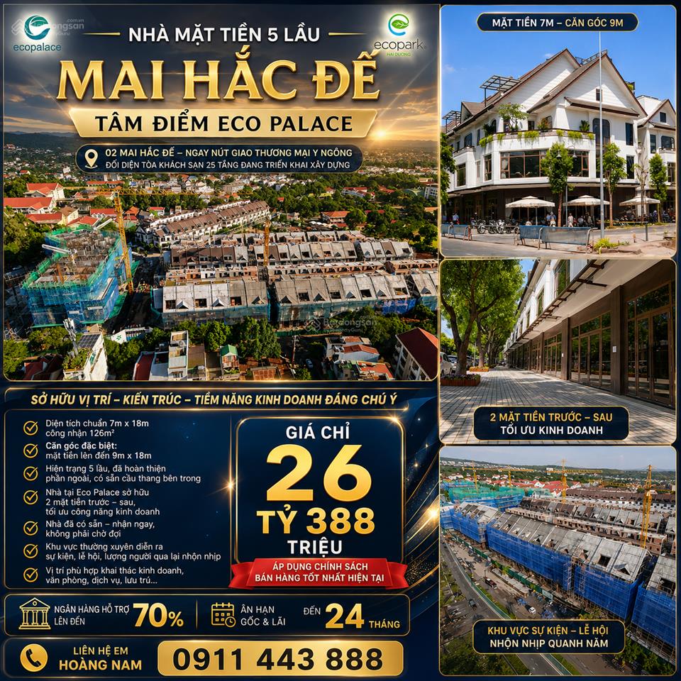 Nhà mặt tiền 5 lầu mai hắc đế tâm điểm eco palace